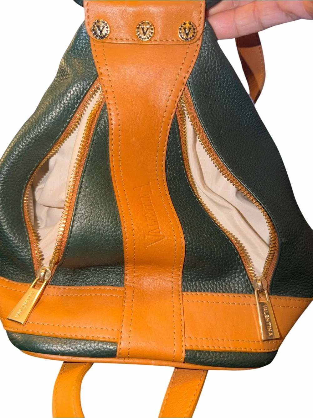Valentina Italian Pebbled Leather Convertible Sling Backpack